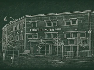 Chalkboard-illustration av Ekkälleskolan, Linköping