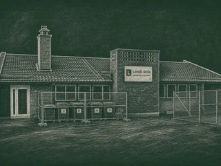 Chalkboard-illustration av Laröds skola, Helsingborg
