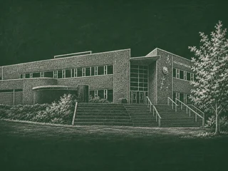 Chalkboard-illustration av Tågaborgsskolan, Helsingborg