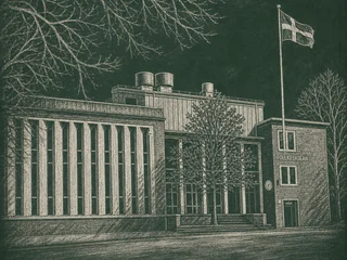 Chalkboard-illustration av Polhemsskolan, Gävle