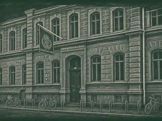 Chalkboard-illustration av Hedvig Eleonora skola, Stockholm