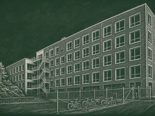 Chalkboard-illustration av Ebba Braheskolan, Nacka
