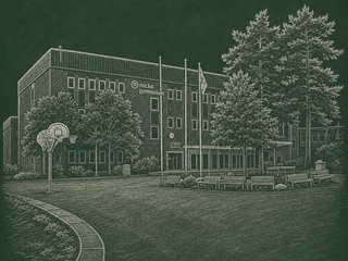 Chalkboard-illustration av Nacka Gymnasium, Nacka