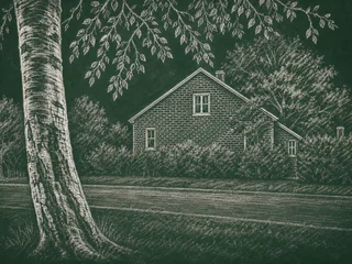 Chalkboard-illustration av Linghemsskolan, Linköping