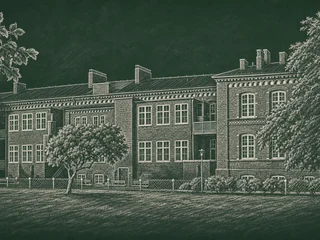 Chalkboard-illustration av Rönnenskolan, Malmö