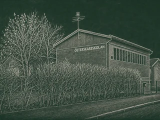 Chalkboard-illustration av Österskärsskolan, Österåker