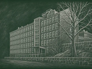 Chalkboard-illustration av Cybergymnasiet Stockholm, Stockholm