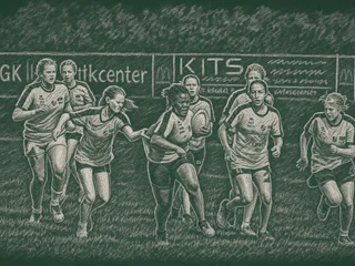 Chalkboard-illustration av Korsängsskolan, Enköping