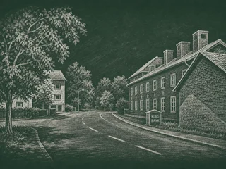 Chalkboard-illustration av Sköndalsskolan, Stockholm