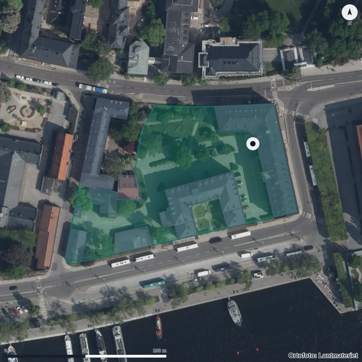 Flygbild över Central Insamlingsenhet Enskild verksamhet, ortofoto från Lantmäteriet