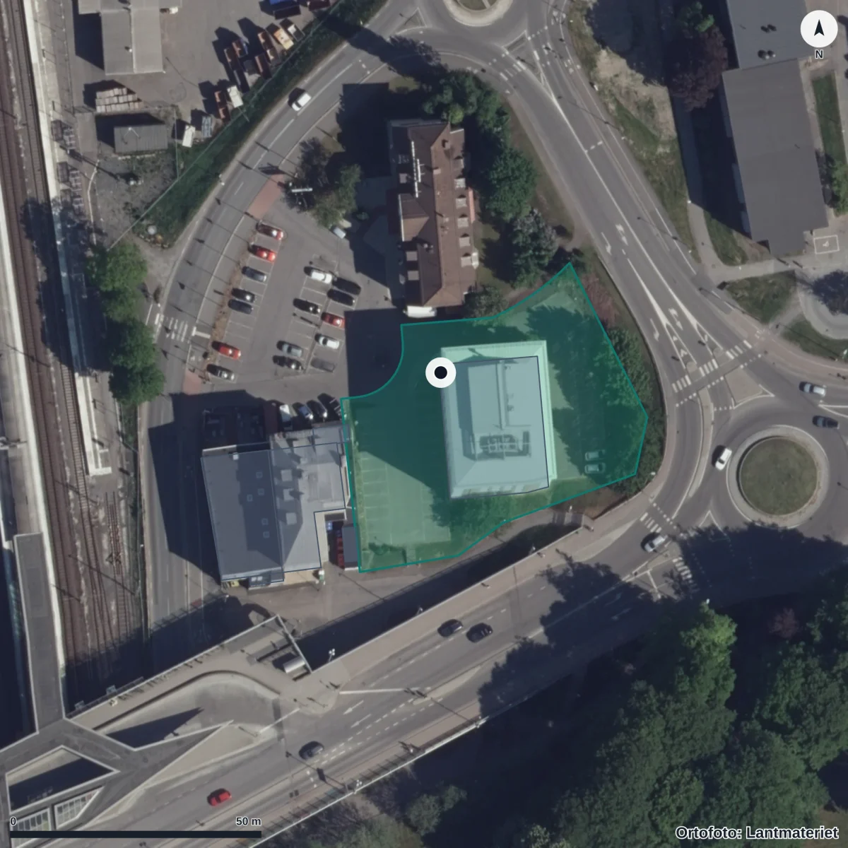Flygbild över Central Insamlingsenhet, ortofoto från Lantmäteriet