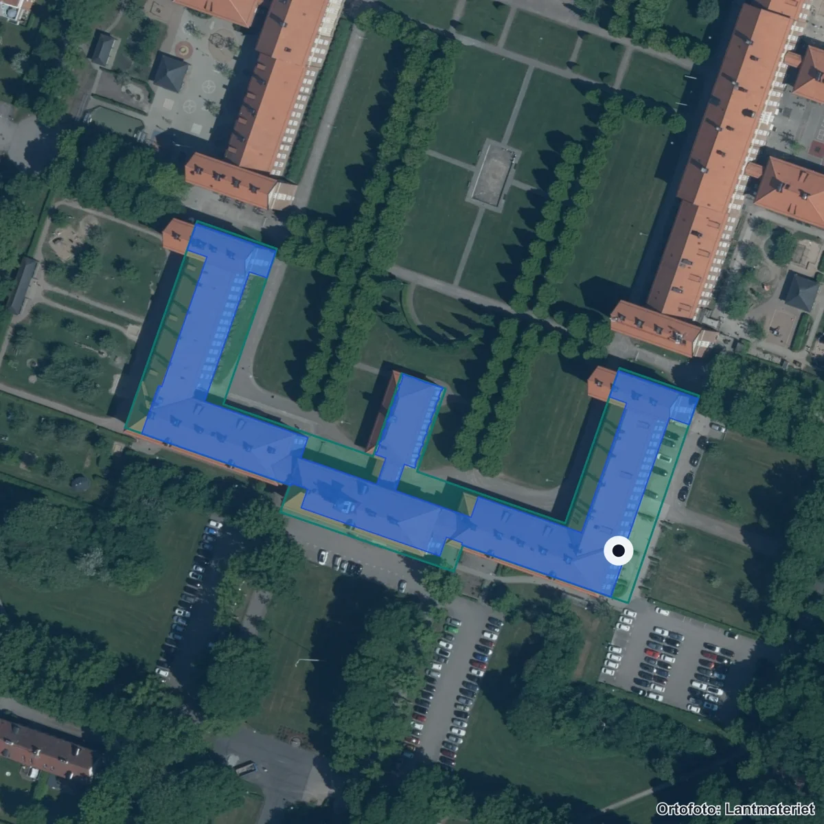 Flygbild över Specialpedagogisk resursgrupp, ortofoto från Lantmäteriet