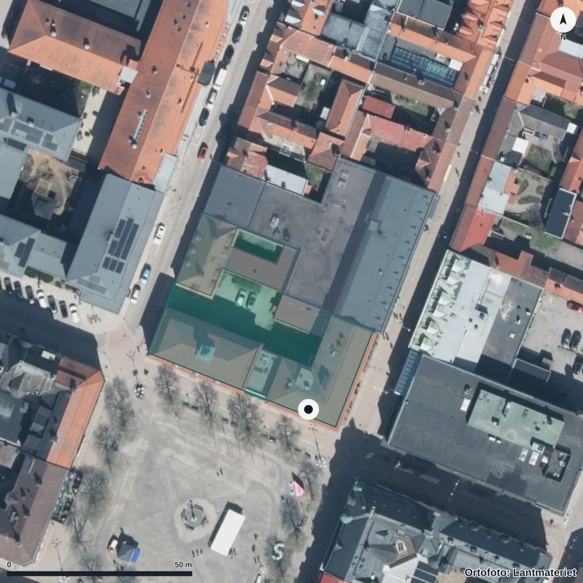 Flygbild över Central Insamlingsenhet, ortofoto från Lantmäteriet