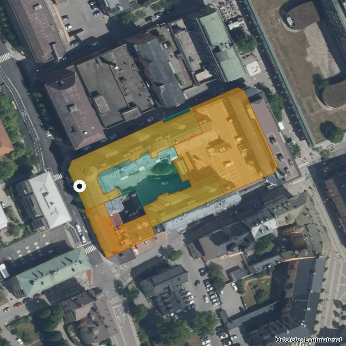 Flygbild över Central Insamlingsenhet, ortofoto från Lantmäteriet