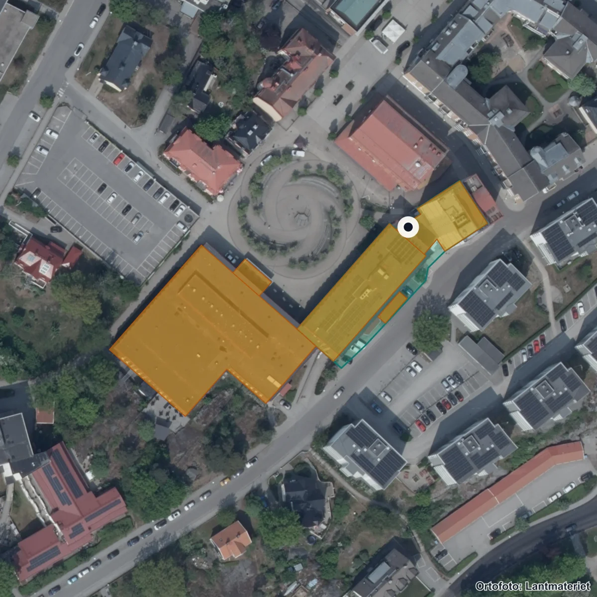 Flygbild över Modersmålsundervisning och studiehandledning, ortofoto från Lantmäteriet