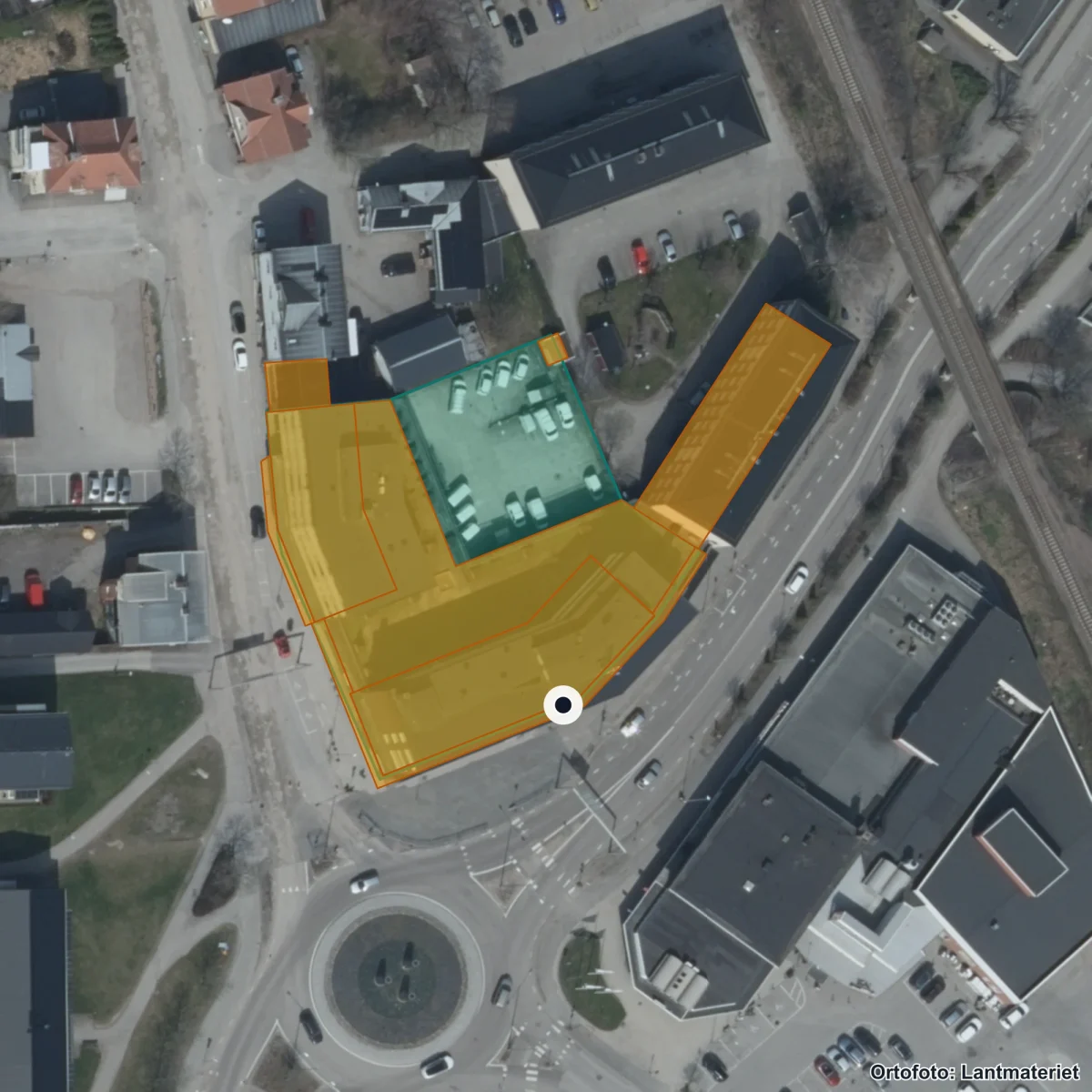 Flygbild över Central Insamlingsenhet, ortofoto från Lantmäteriet