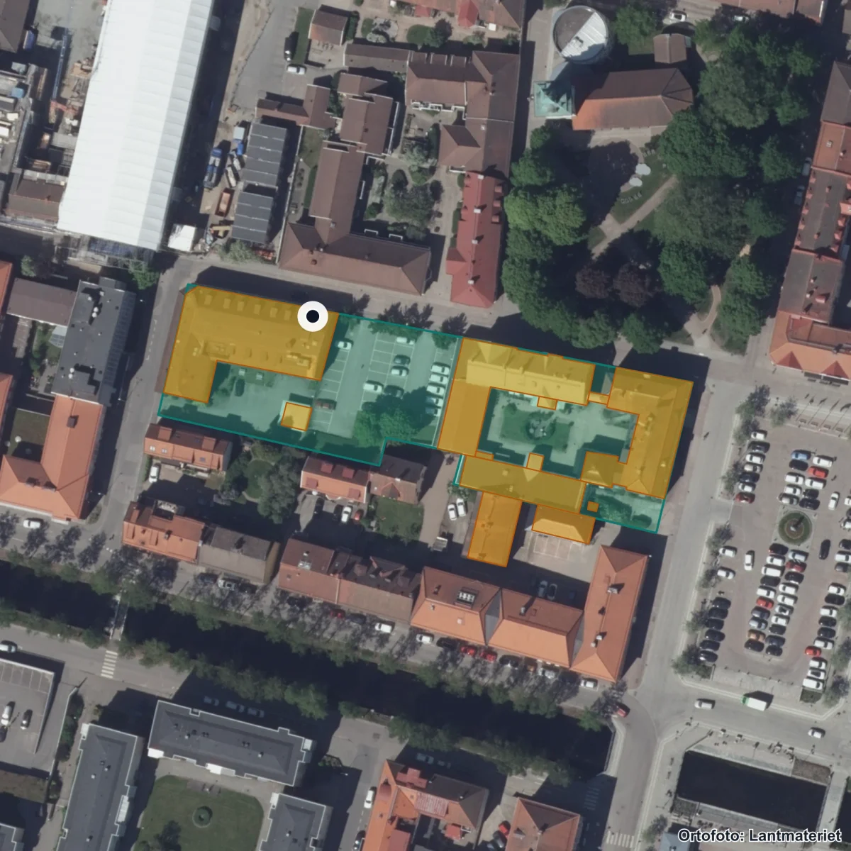 Flygbild över Alingsås kommun - central insamlingsenhet, ortofoto från Lantmäteriet