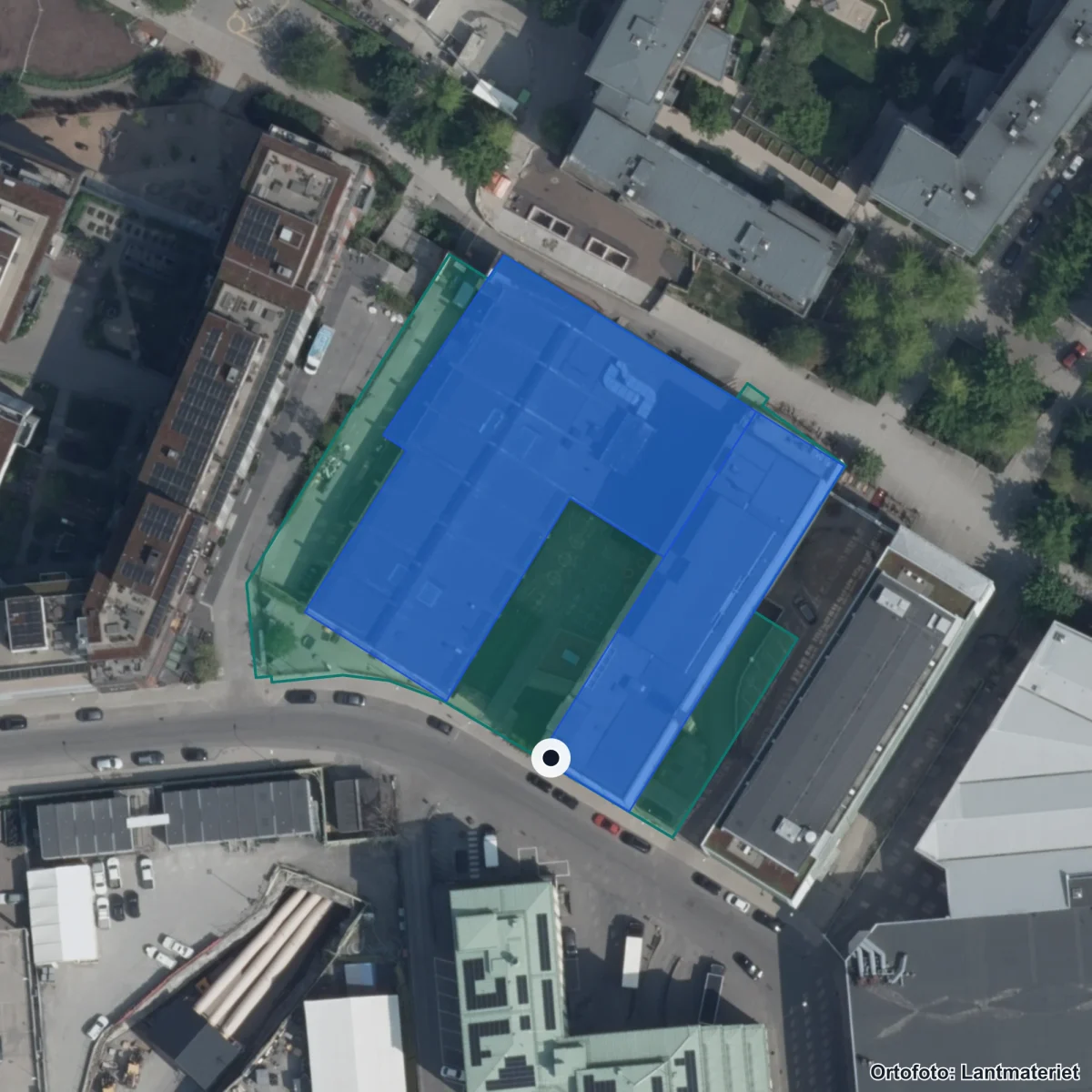 Flygbild över Kulturama gr. Hammarby Sjöstad, ortofoto från Lantmäteriet