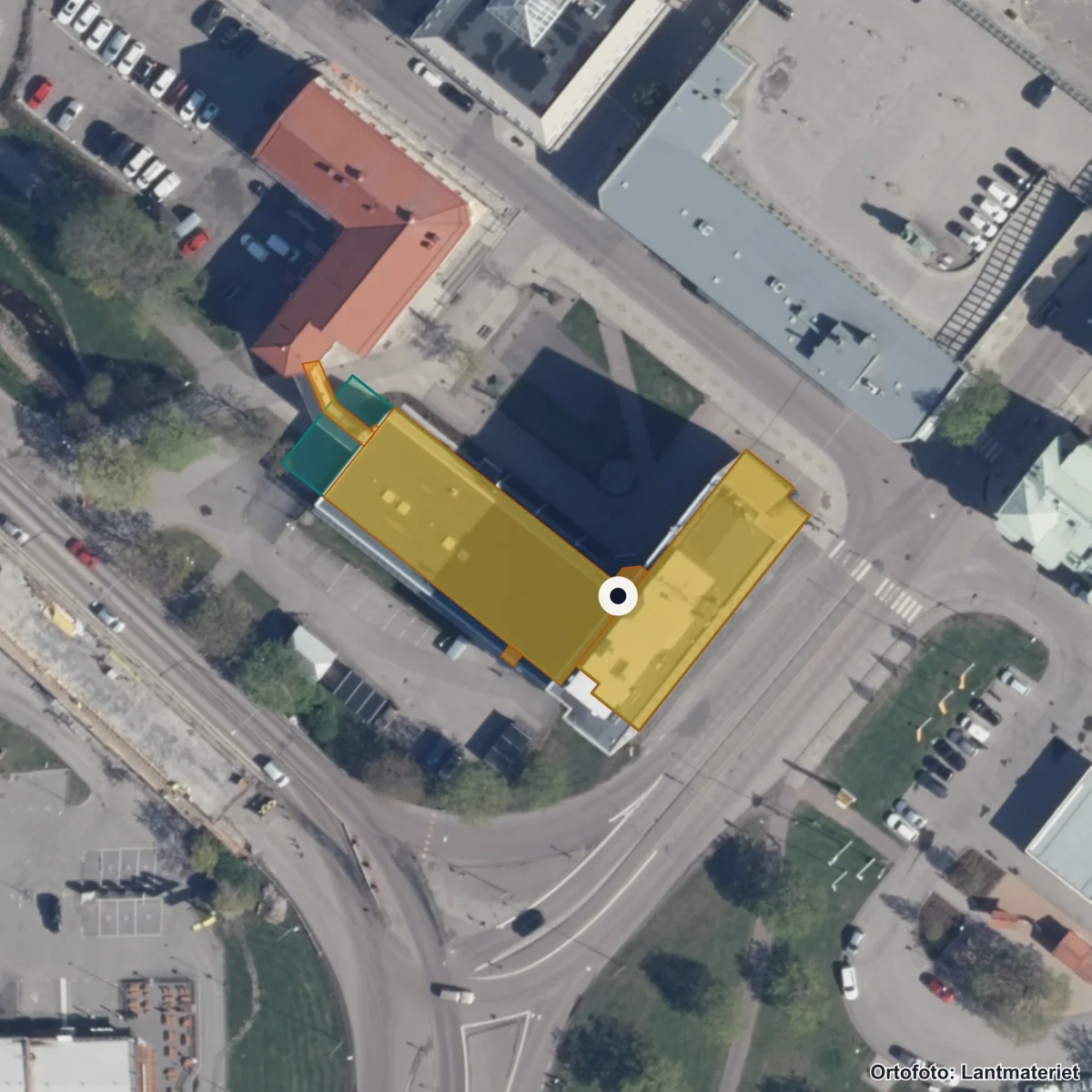 Flygbild över Central Insamlingsenhet, ortofoto från Lantmäteriet