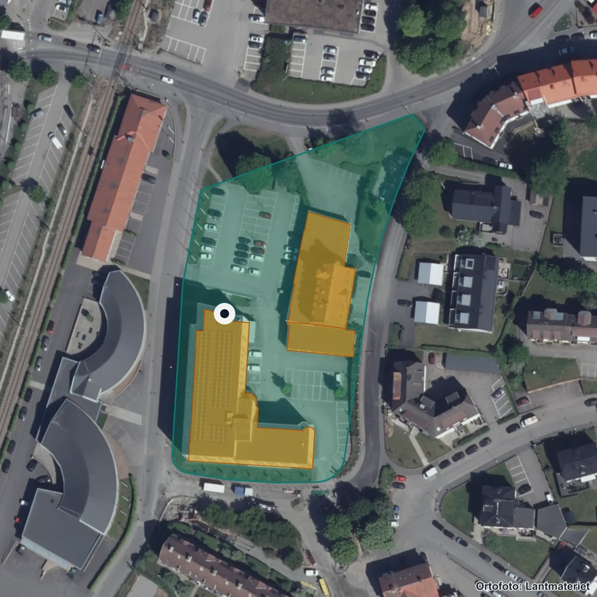 Flygbild över Central insamlingsenhet, ortofoto från Lantmäteriet