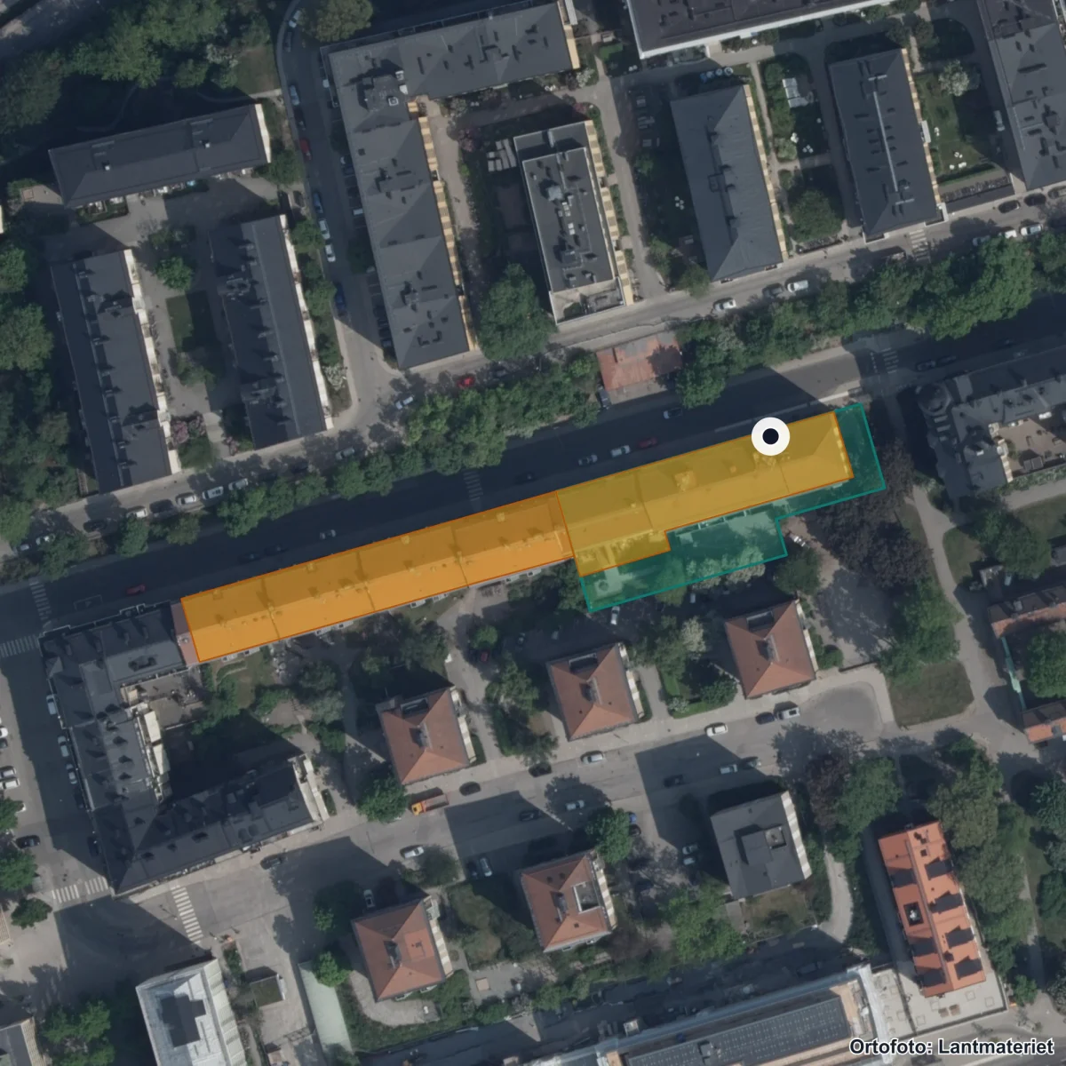Flygbild över Lundaskolan, ortofoto från Lantmäteriet