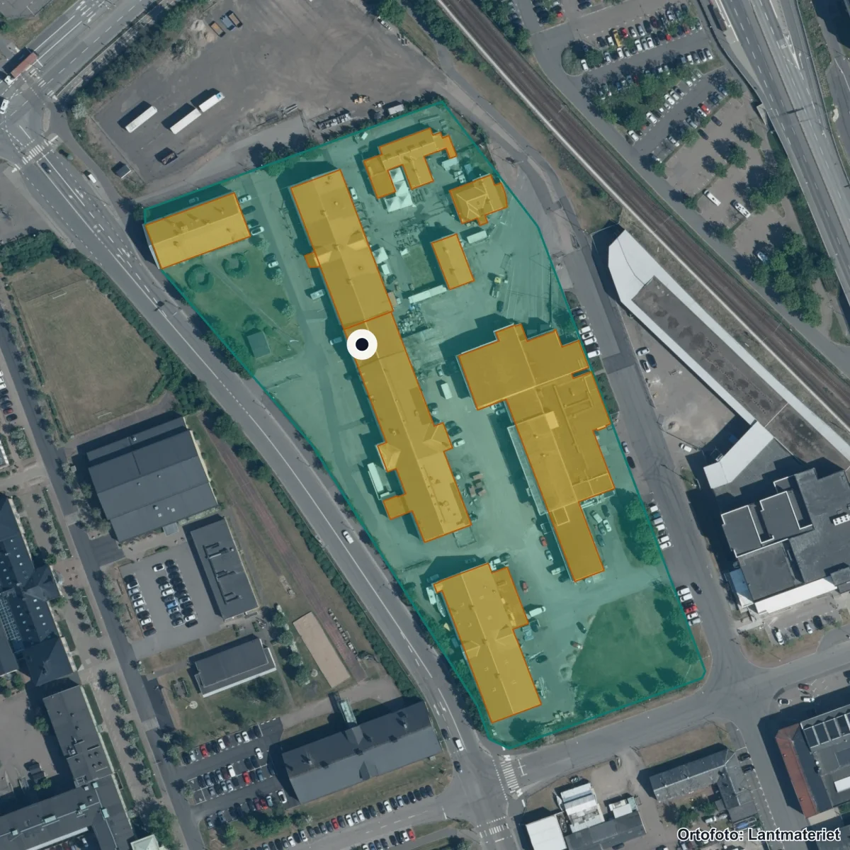 Flygbild över JENSEN grundskola Helsingborg, ortofoto från Lantmäteriet