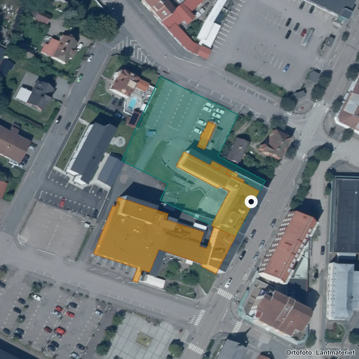 Flygbild över Central Insamlingsenhet, ortofoto från Lantmäteriet