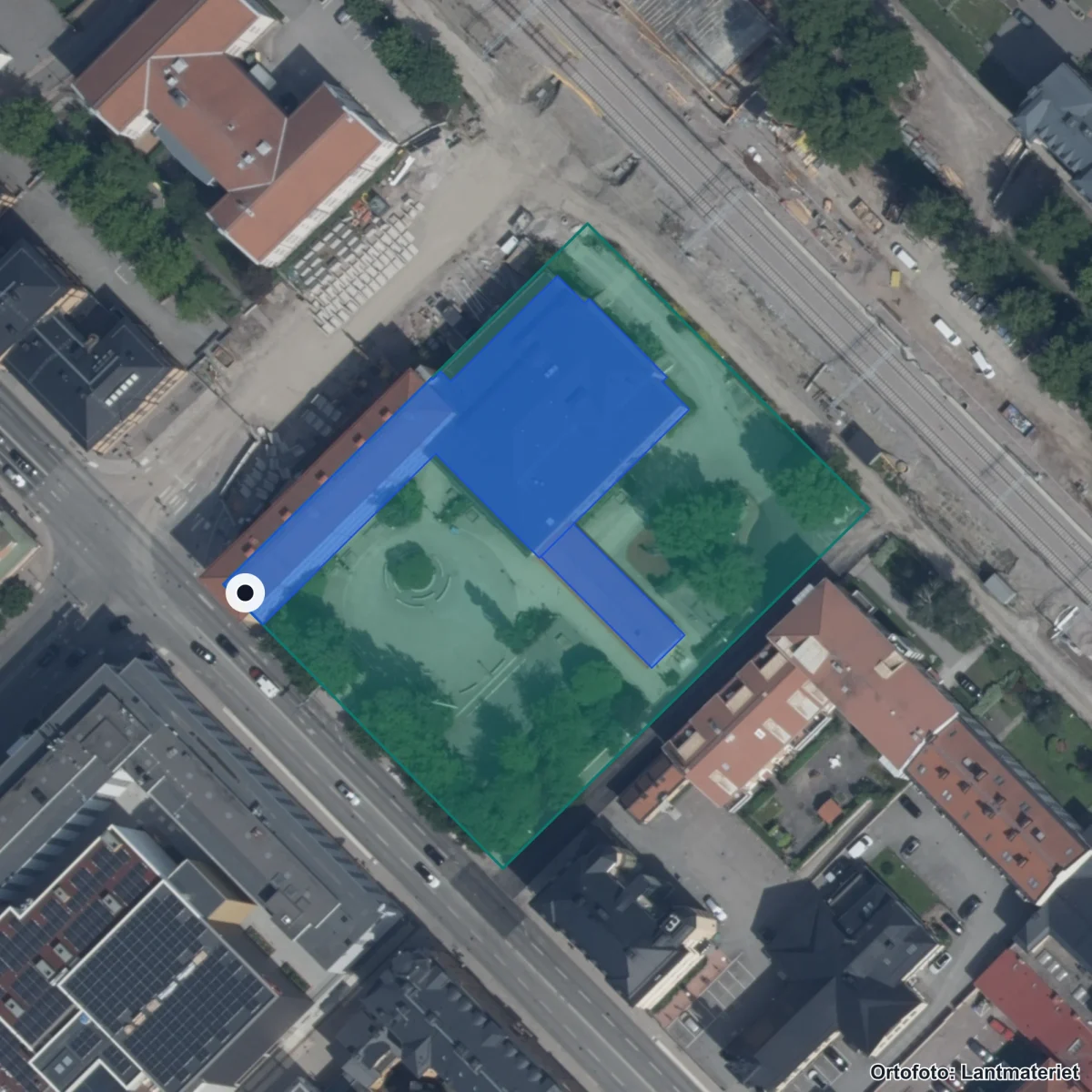 Flygbild över Nannaskolan, ortofoto från Lantmäteriet