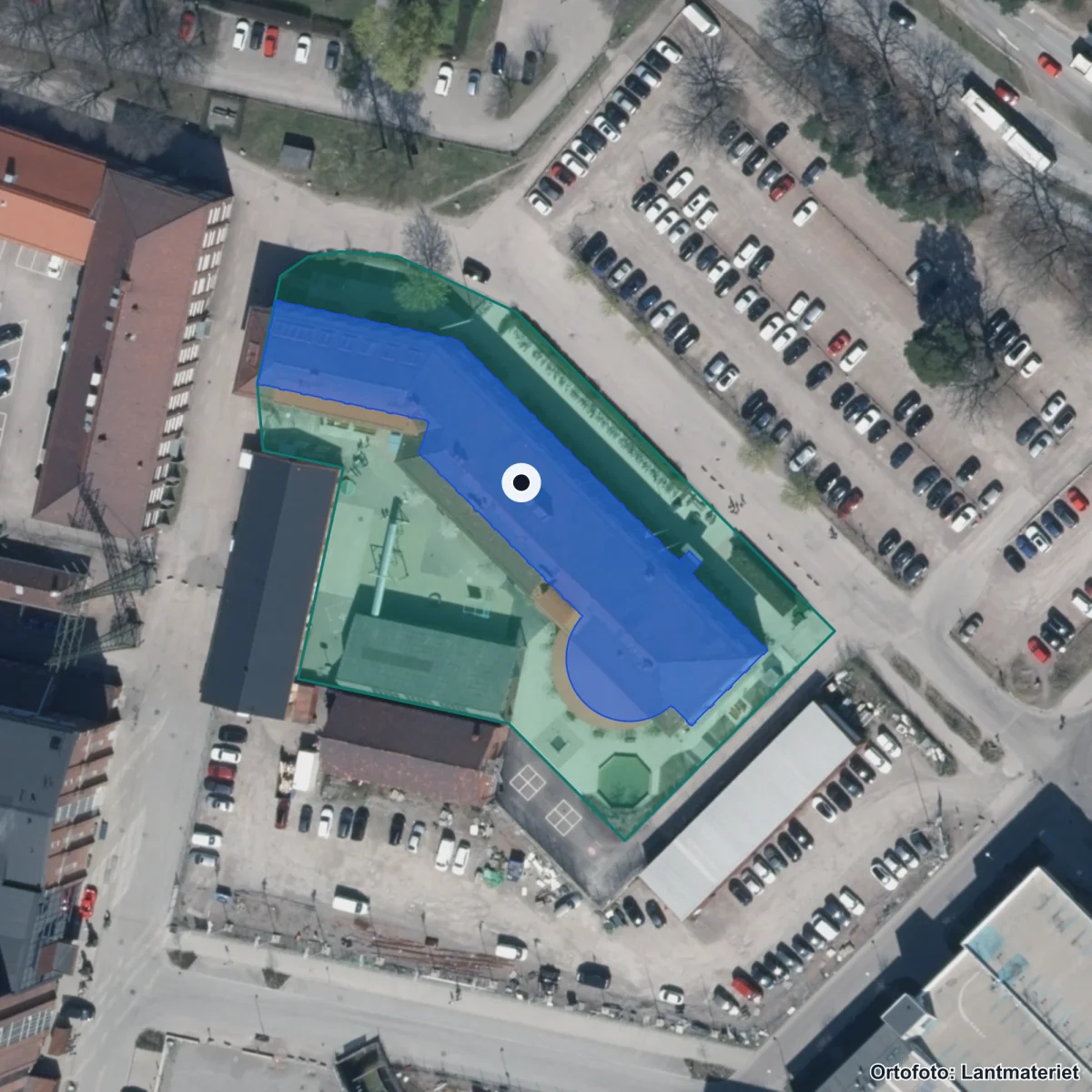 Flygbild över Kunskapsskolan Västerås, ortofoto från Lantmäteriet