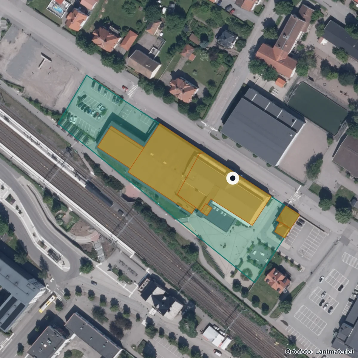 Flygbild över Modersmålsundervisning, ortofoto från Lantmäteriet