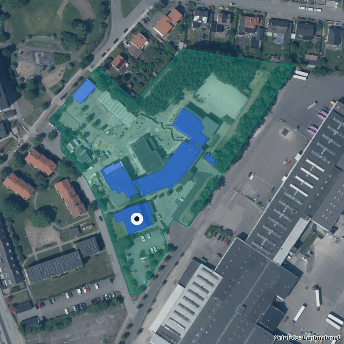 Flygbild över Tågarpskolan, ortofoto från Lantmäteriet