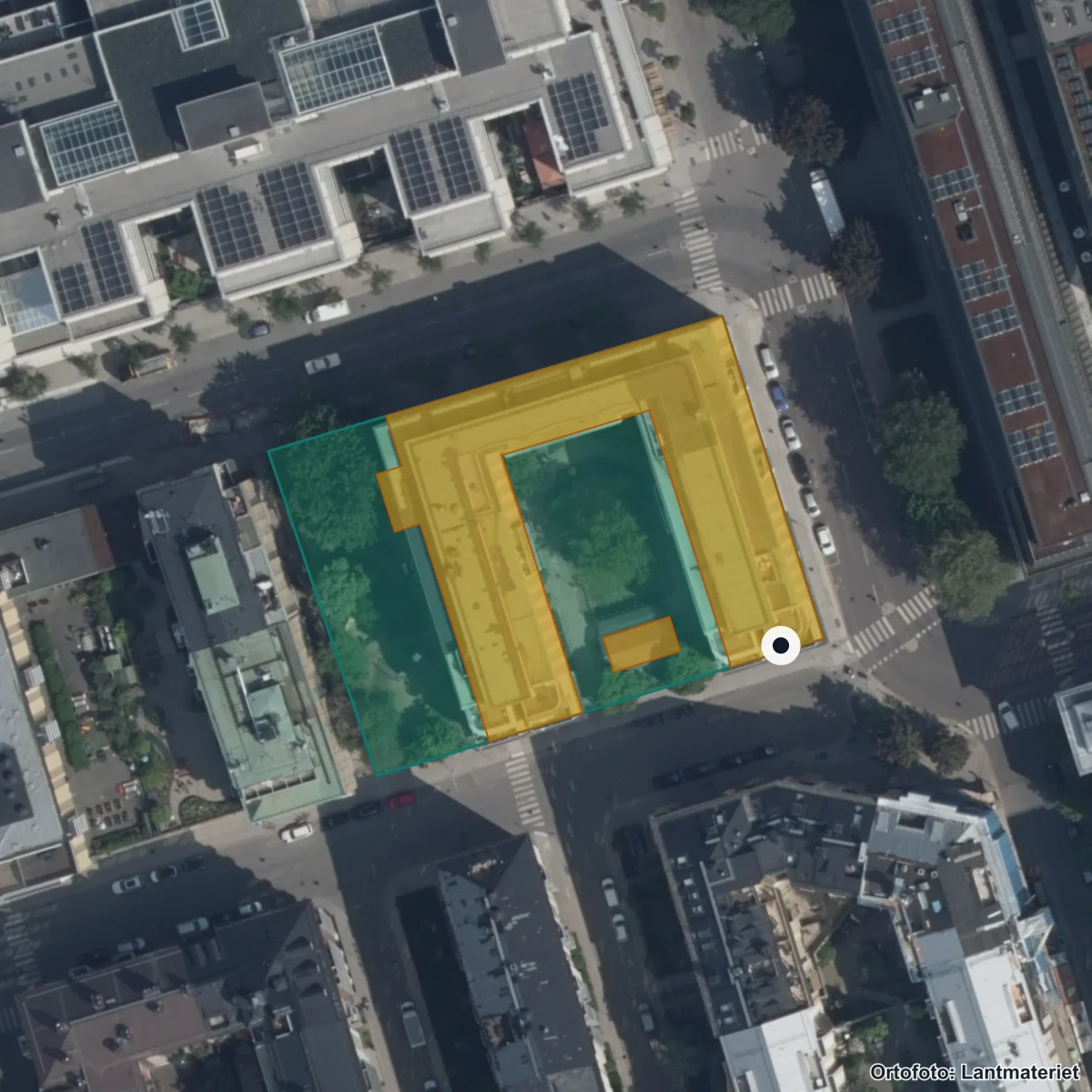 Flygbild över Distra IRS, ortofoto från Lantmäteriet