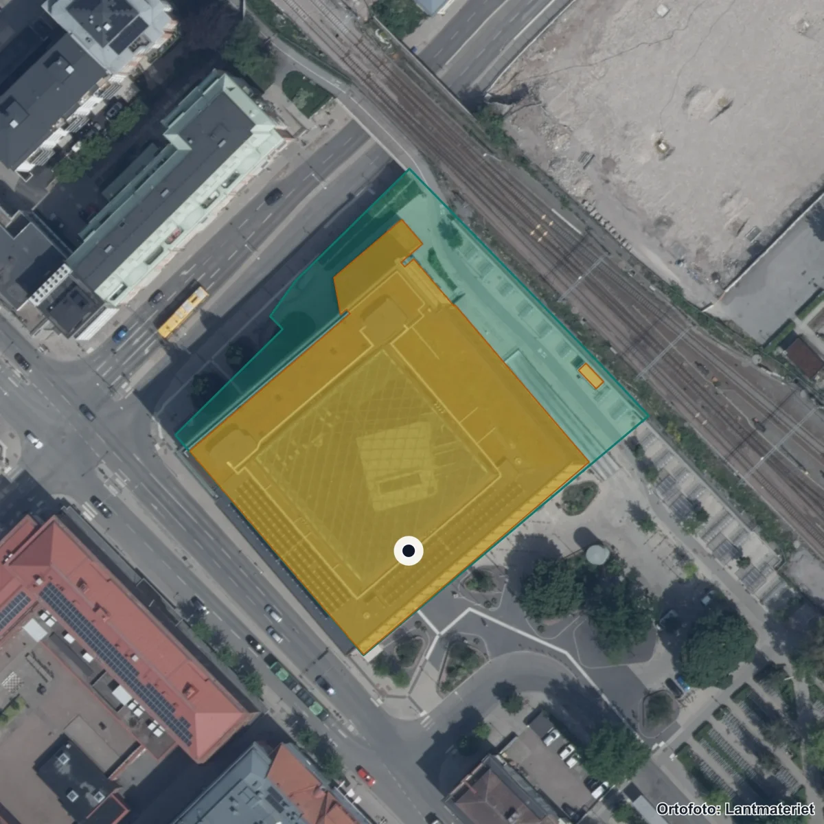 Flygbild över Central Insamlingsenhet, ortofoto från Lantmäteriet