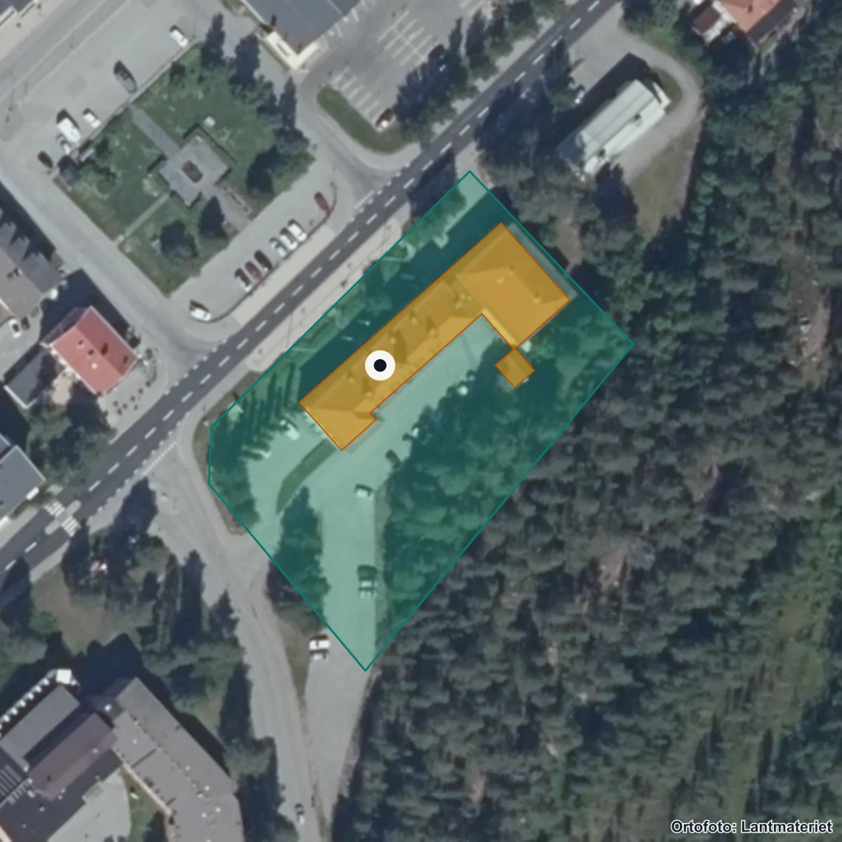 Flygbild över Central Insamlingsenhet, ortofoto från Lantmäteriet
