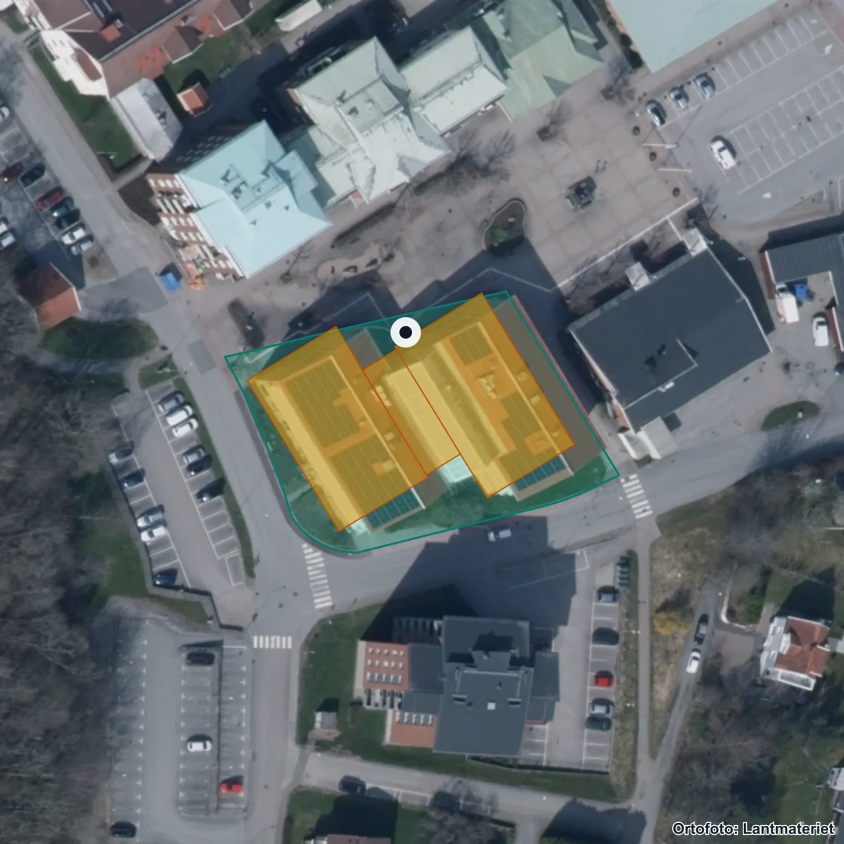 Flygbild över Central Insamlingsenhet, ortofoto från Lantmäteriet