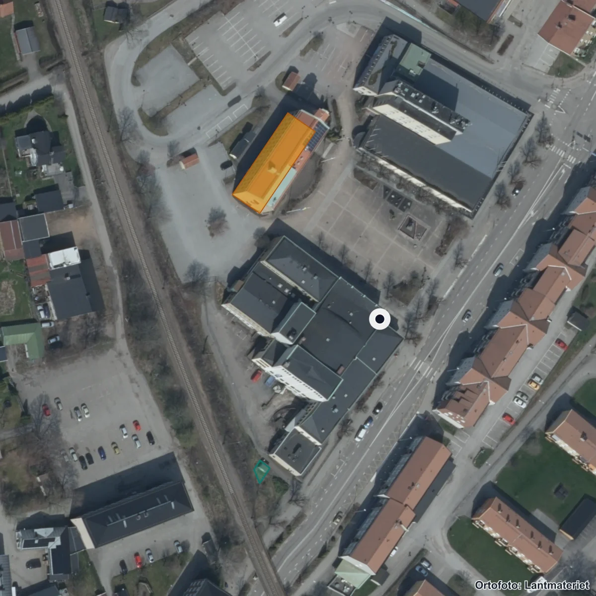 Flygbild över Vuxnas lärande, ortofoto från Lantmäteriet