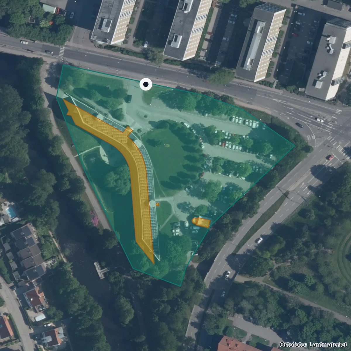 Flygbild över Central Insamlingsenhet Enskild verksamhet, ortofoto från Lantmäteriet