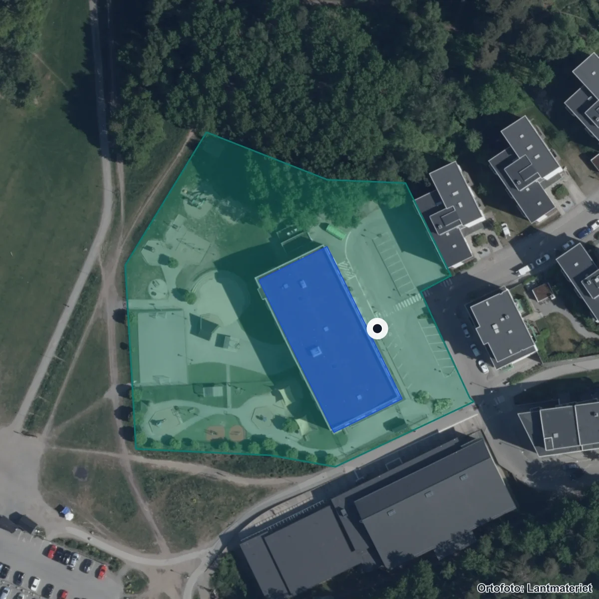 Flygbild över Vittra Brotorp, ortofoto från Lantmäteriet
