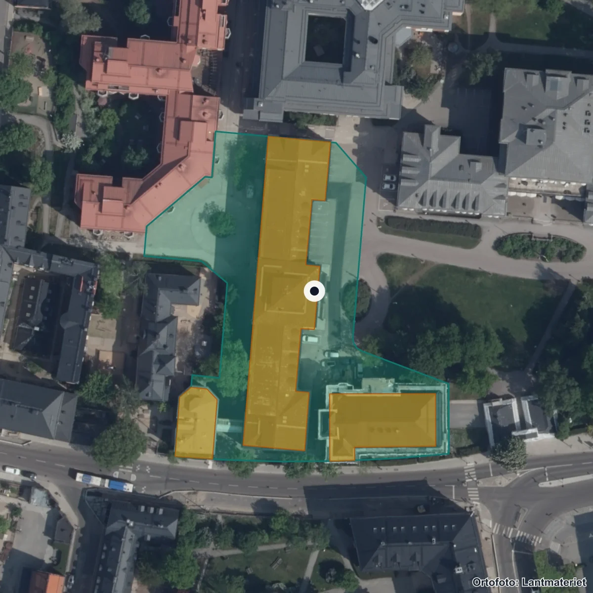 Flygbild över Sommarskola Stockholm stad, ortofoto från Lantmäteriet