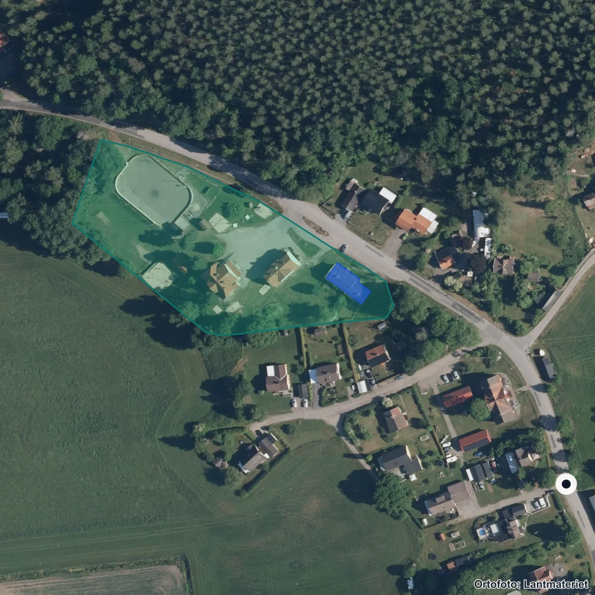 Flygbild över Grytgöls skola, ortofoto från Lantmäteriet
