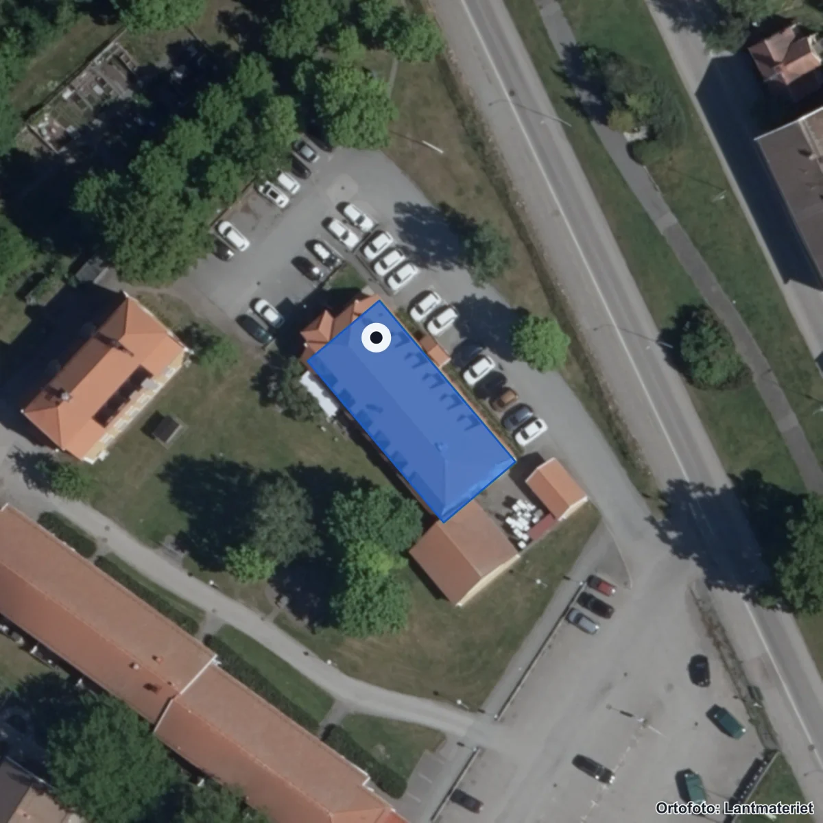 Flygbild över Modersmålsundervisning, ortofoto från Lantmäteriet