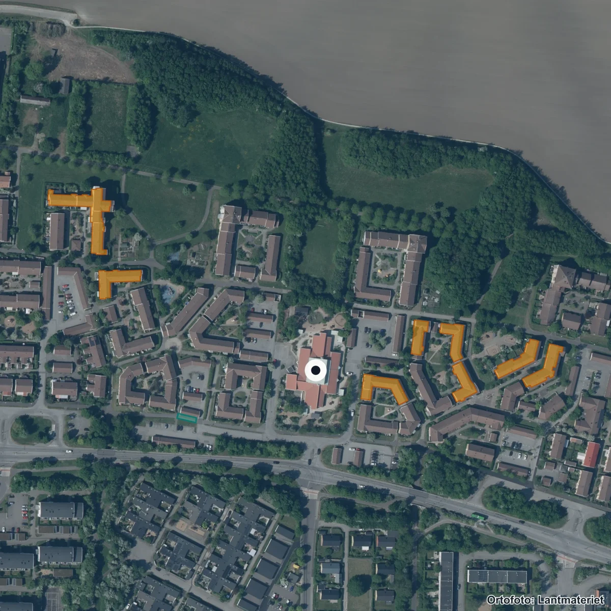 Aerial view of Ladugårdsmarken, orthophoto from Lantmäteriet