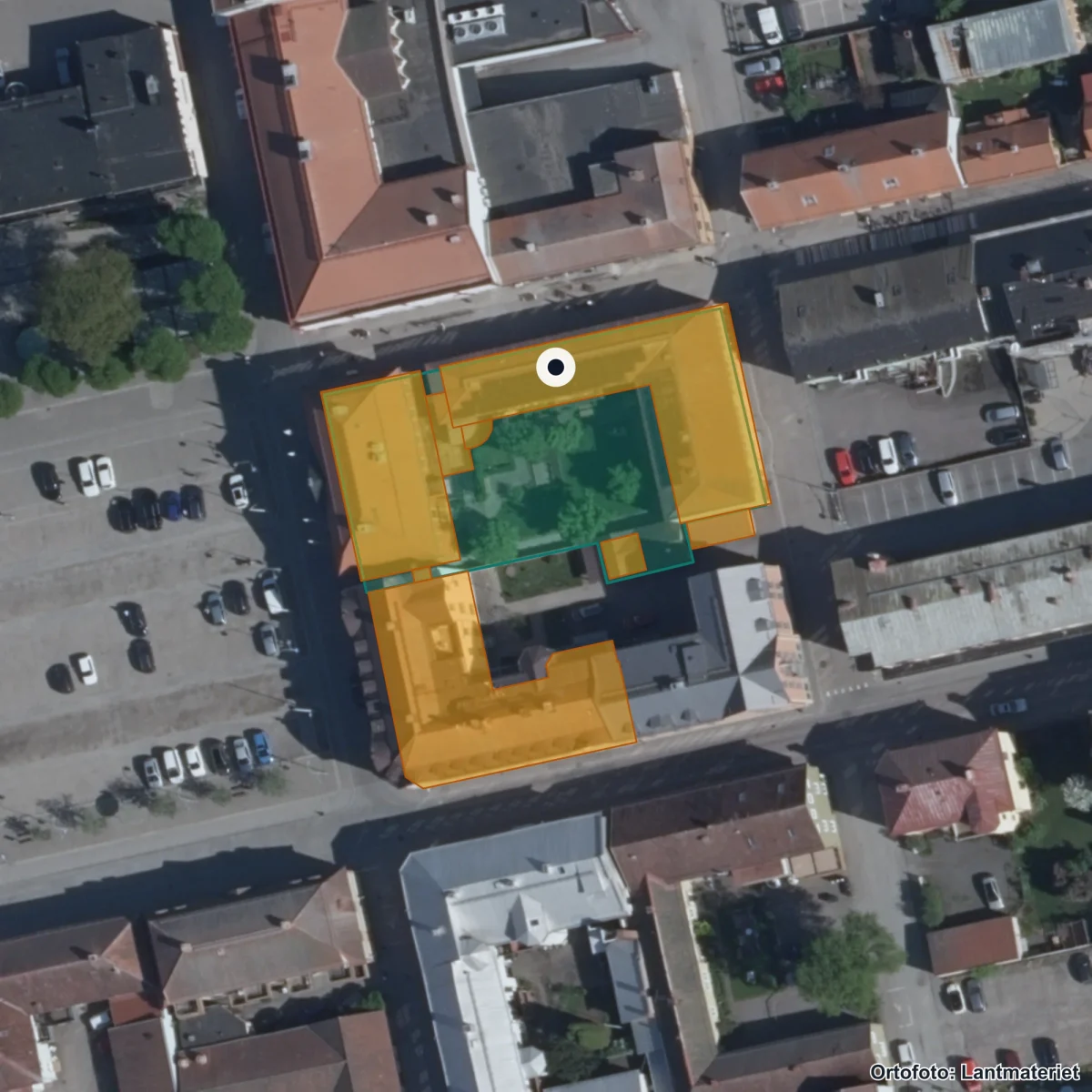 Flygbild över Central Insamlingsenhet, ortofoto från Lantmäteriet