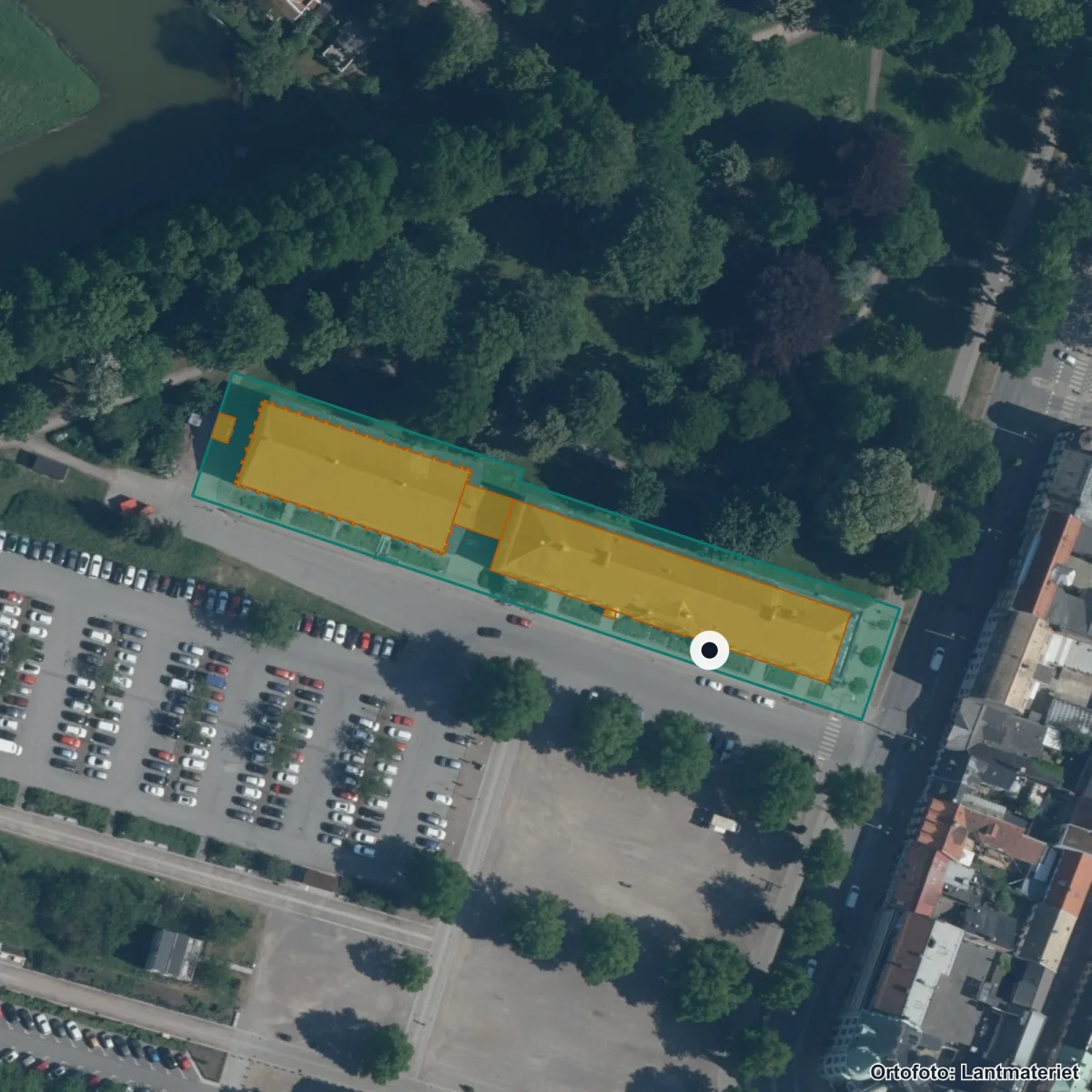 Flygbild över Modersmålslärare, ortofoto från Lantmäteriet