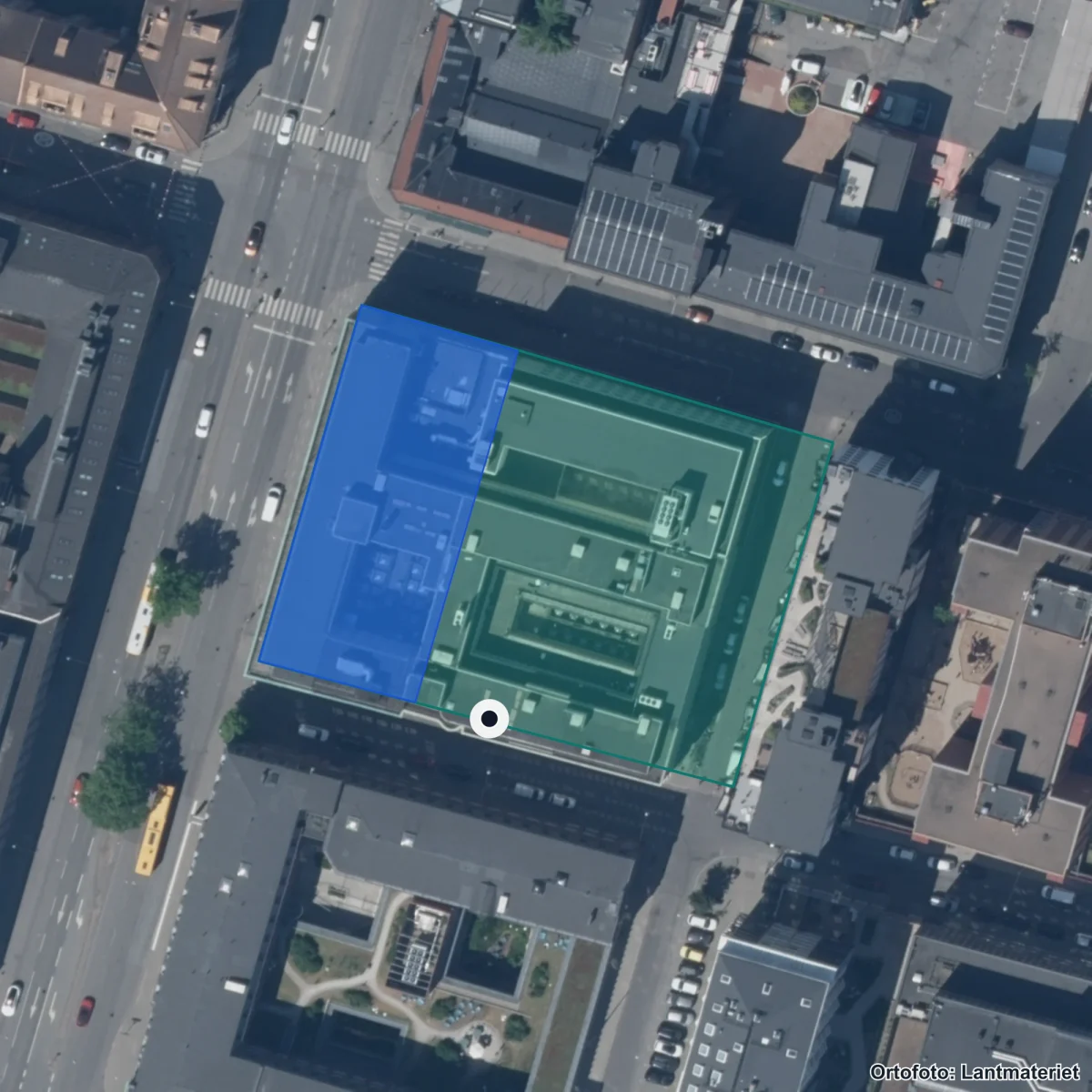 Flygbild över Rytmus Malmö, ortofoto från Lantmäteriet