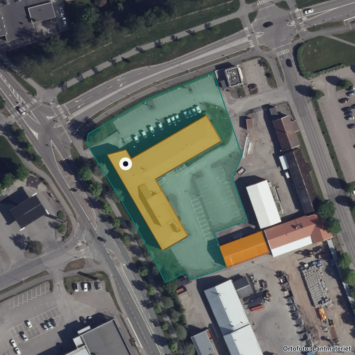Flygbild över Central insamlingsenhet -centralt, ortofoto från Lantmäteriet