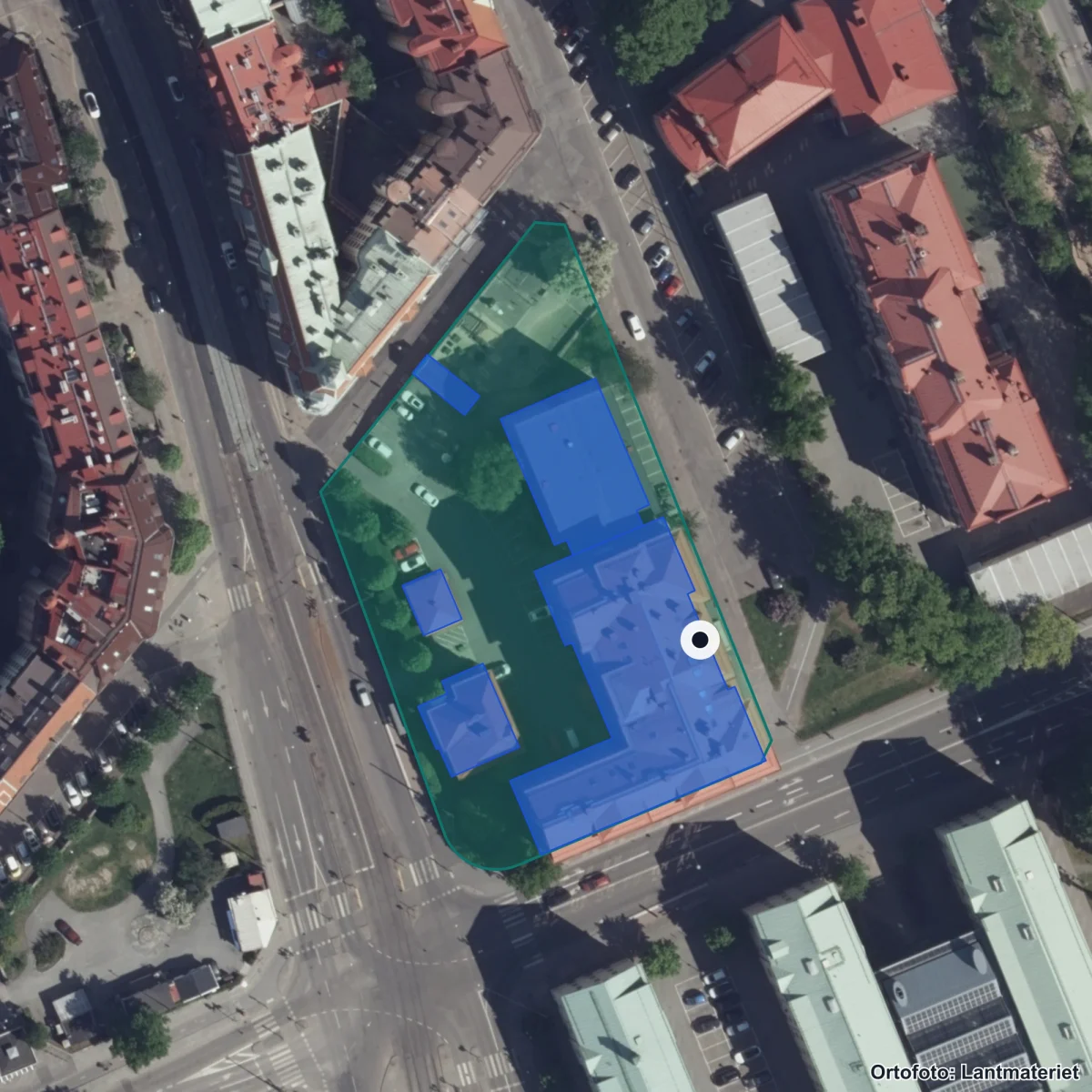 Flygbild över Landala AG1, ortofoto från Lantmäteriet