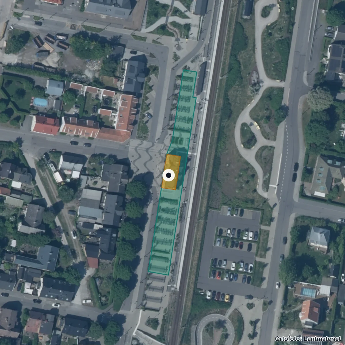 Flygbild över Central Insamlingsenhet Kommunal verksamhet, ortofoto från Lantmäteriet