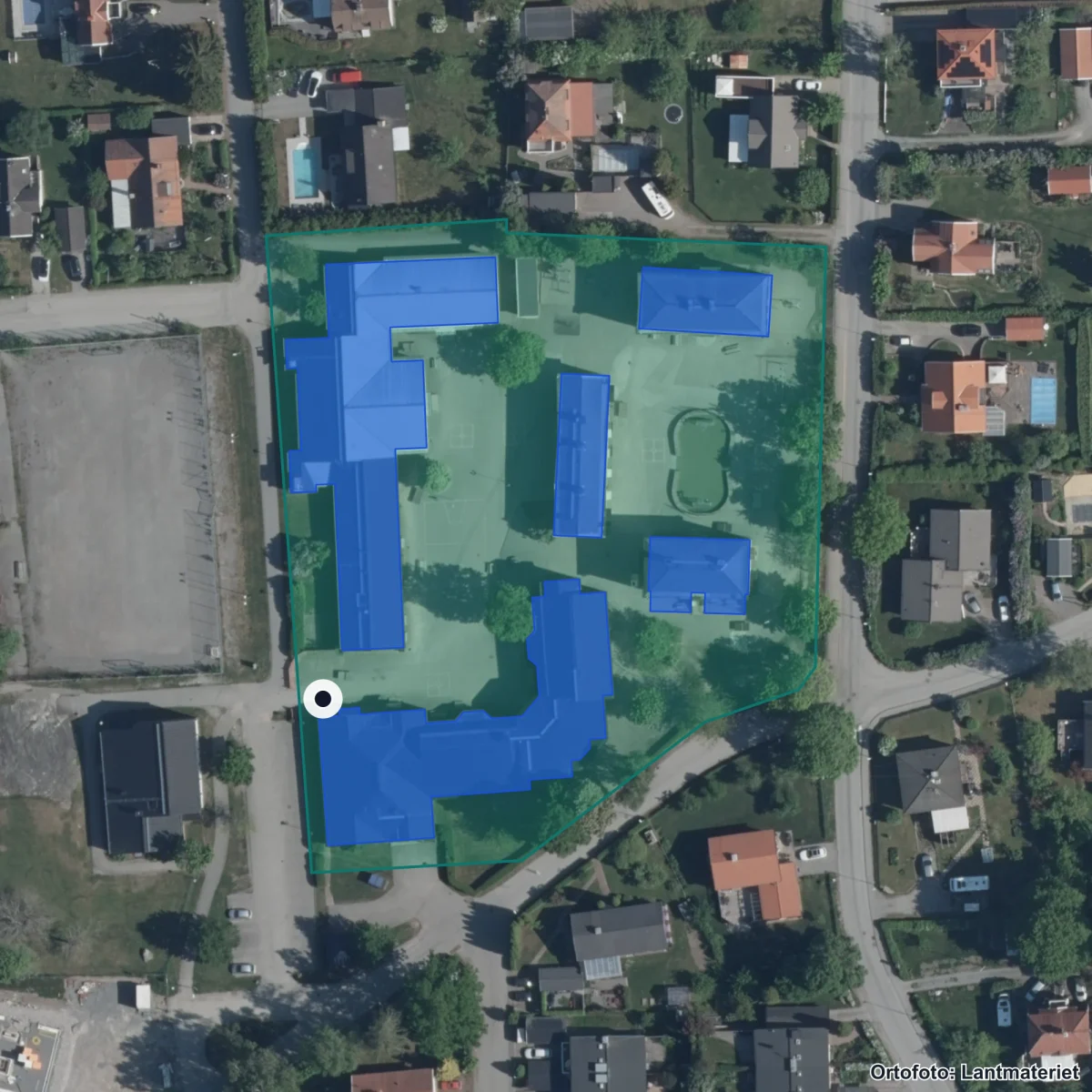 Aerial view of Utbildning Rotebro/Gillboskola, orthophoto from Lantmäteriet