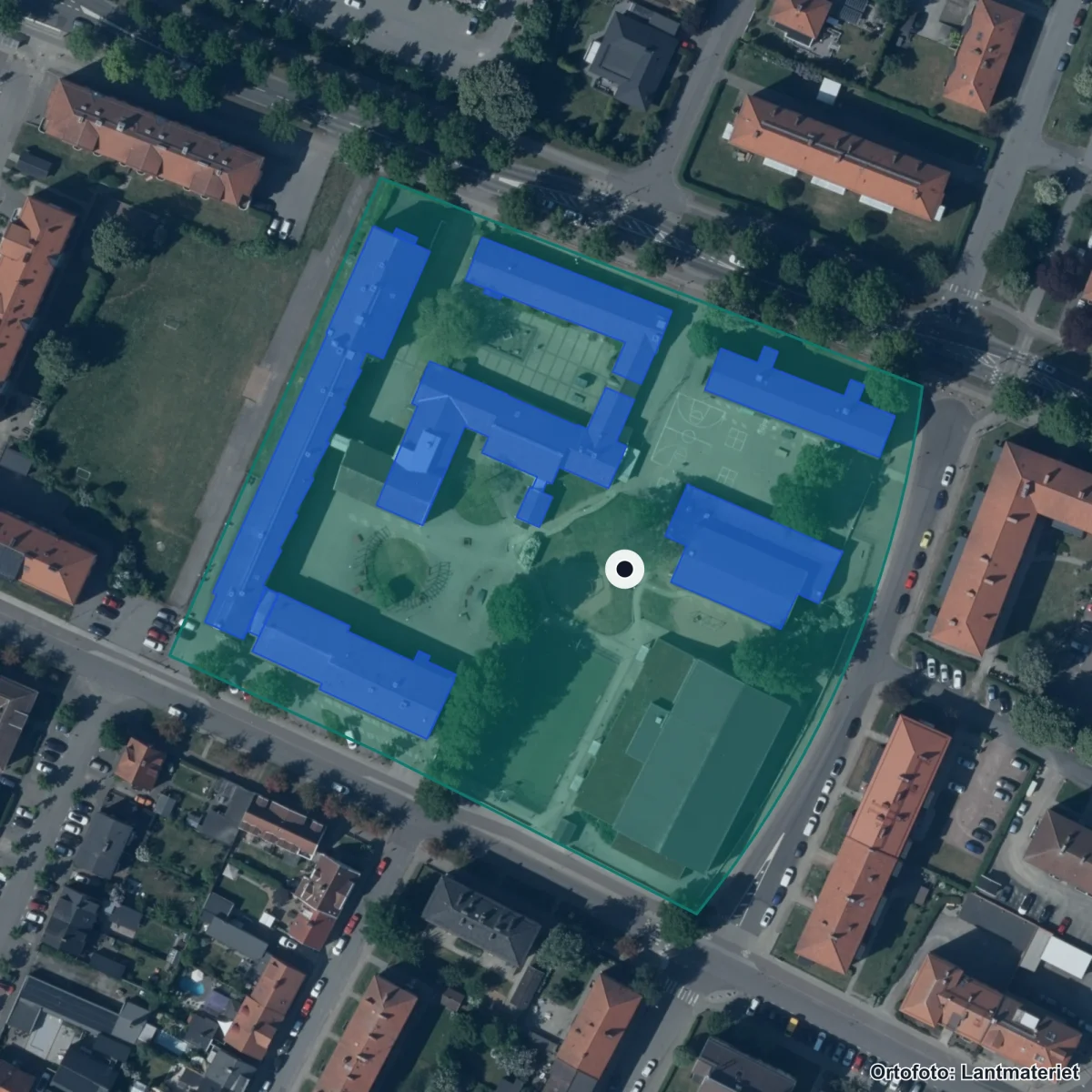 Aerial view of Liljeborgsskolan 4-6, orthophoto from Lantmäteriet